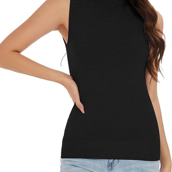 Sleeveless Knit Mock Neck Top for Women - Picture 3 of 3